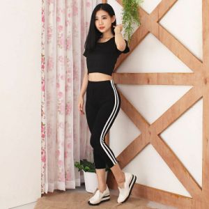 Legging Import 7/8 List Dua Warna / Legging Import Wanita