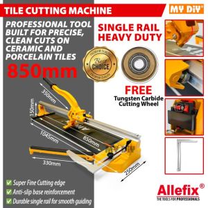 MYDIYHOMEDEPOT - ALLEFIX 650mm 850mm Laser Single Rail Tile Cutter FOC 1pc Blade Tile Cutting Machine