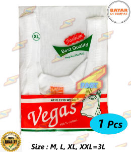 FAST - 1 PCS Kaos Dalam / Singlet Pria Laki-Laki Cowok VEGAS Putih/Hitam Size M L XL XXL(LLL)