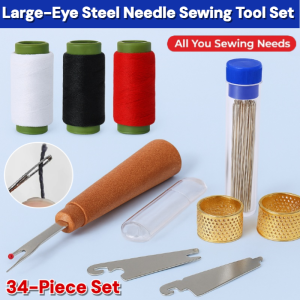 [Great Value 34-Piece Set] Large-Eye Steel Needle Sewing Tool Set Hand Sewing Stitching Pin DIY Home Self Threading Needle With Thimble