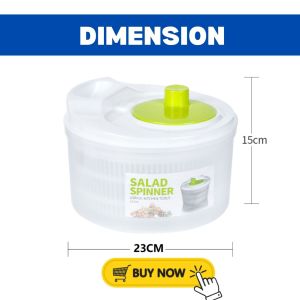 3L Green Vegetable Salad Spinner Lettuce Vegetable Fruit Spinach Drainer Remove Water Washer Quick Dry BPA Free