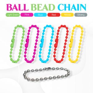 50Pcs Ball Beads Chain Colorful Suitable for DIY Doll Tags Bracelet Jewelry Accessories Paint Keychain Metal Hanging Chain