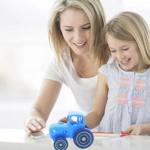 INCUBAT พร้อมไฟดนตรี รถแทรกเตอร์สีฟ้าขนาดเล็ก การเรียนรู้ในช่วงต้น ของเล่นแบบเลื่อน รถของเล่นชาวนา การ์ตูนลายการ์ตูน 15เพลง โมเดลรถดนตรี ของขวัญวันเกิดของขวัญ