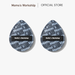 Momo’s Workshop Denim Days-Drop Duo (2 Piece Set) Airy Mallow Puff Marshmallow Sponges Cushion Cushion for Hydrating and High-Fluidity Makeup Products Liquid Foundation Concealer