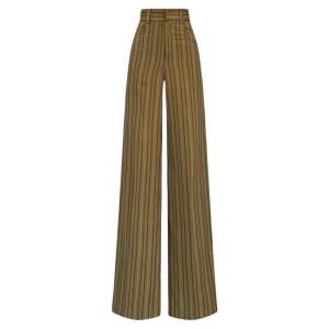 กางเกงขายาวเอวสูง ทรงกระบอกหญิง ผ้าไมโคร ผ้าทอริ้ว สีพื้น รุ่น IR089 เสื้อผ้า Clothing Women Pants