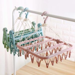 32clip Household Clothes Drying Hanger Outdoor Windproof Socks Underwear Drying Hanger Rack