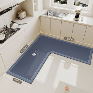 VIVIDI L-Shaped Kitchen Rug Water Absorbent Anti-slip Kitchen Corner Carpet Luxury Stain-resistant Bathroom Mat For Home Corner