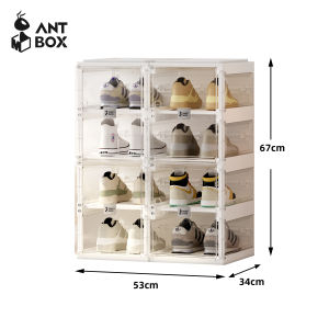 ANTBOX Rak Sepatu Susun Serbaguna Clear White Kapasitas 8 - 20 Pasang Rak Sepatu Estetik Kekinian