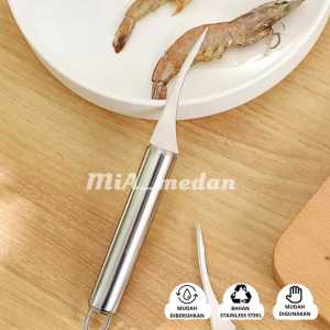 Alat Pisau PENGUPAS KOTORAN KULIT UDANG LOBSTER Stainless Steel ANTI KARATAN (Bahan TEBAL)Pembersih pemotong Buah Shrimp Peeler Cutter Seafood gunting dapur potong Pisau Pembelah Cangkang Udang Sisik Ikan Prawn Sudet Udang Peeler