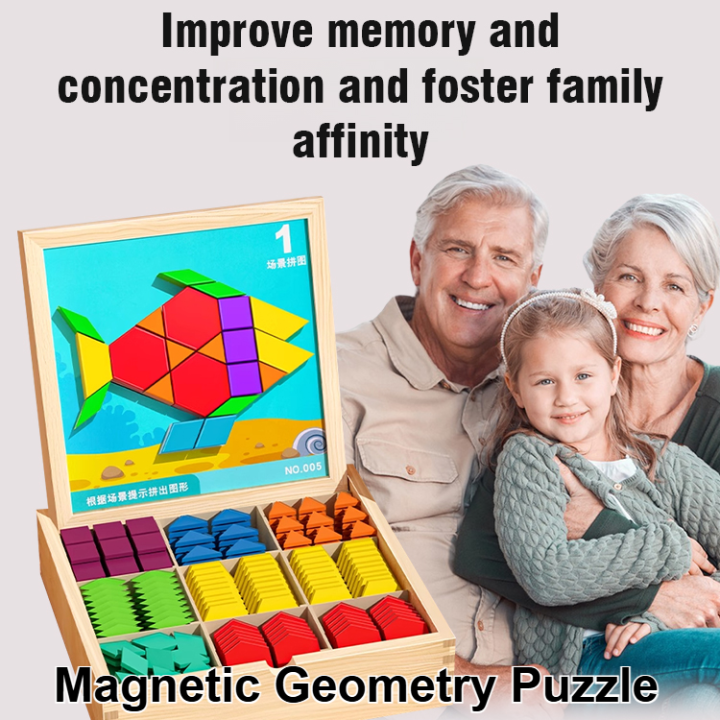 Tangram Magnetic Puzzle Geometric Three-Dimensional Building Blocks ...