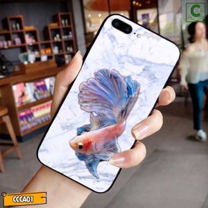 Ốp lưng iphone mặt kính cao cấp - Cá Betta mạnh mẽ may mắn - 6/6plus/6s/6splus/7/7plus/8/8plus/x/.....