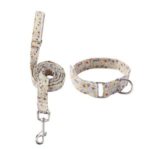 PERNEAKY In hoa Dây Cổ Chó với Dây Dắt Dây thừng dày Có thể điều chỉnh Bộ dây xích cho chó Dẫn dắt đi bộ Dễ sử dụng Combo vòng cổ cho thú cưng Chó Nhỏ Trung Bình Lớn
