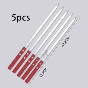 5pcs Stainless Steel BBQ Skewers Needle 60cm Flat Long Grill Sticks Kebab Kabob For Camping Kitchen