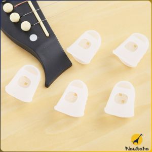 Naukaha【Ready in Stock】 5pcs Silicone Non-slip Finger Guards Guitar Fingertip Protector Fingerstall Guitar Press Accessories