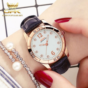 OPK resmi autentik jam tangan cewek aesthetic terbaru 2025 elegan mewah bercahaya pelat jam berlian anti air tali kulit Jam tangan kuarsa