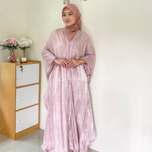 Kaftan Shimmer Lebaran Mewah Elegan Jumbo Dress Abaya Jubah Premium Gamis Wanita Model Baru
