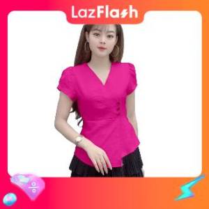 Áo sơ mi nữ kiểu tay ngắn cổ V công sở❣️[Giá gốc tận xưởng]