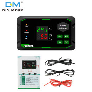 VTM100 DC 7-100V แรงดันไฟฟ้าดิจิตอลอัจฉริยะและตัวแสดงการชาร์จไฟสากลสำหรับแบตเตอรี่กรด/ลิเธียมเทอร์นารี/แบตเตอรี่ลิเธียมเหล็กฟอสเฟต