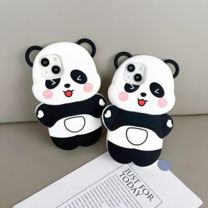 ♥Original Product+FREE Shipping+COD♥Stereoscopic Cute Cartoon Panda Bear Phone Case For iPhone 11 12 13 14 15 Pro Max/Pro Silicone Soft Back Cover