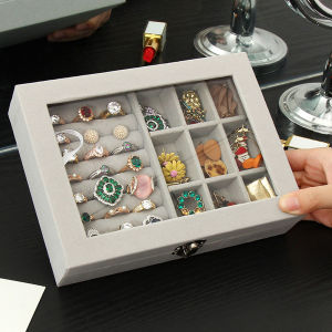 XINSU38 แฟชั่น แบบพกพา แหวน สร้อยคอ ต่างหู กล่องเครื่องประดับ กล่องเก็บของ ตู้โชว์เครื่องประดับ ที่วางถาดแสดง กล่องออแกไนเซอร์