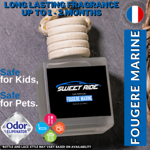 Car Perfume Hanging Diffuser 10ml – Sweet Ride Long-Lasting Oil-Based Car Freshener | Deodorizer Air Freshener Car Perfume Safe for Kids & Pets - Fougere Marine Scent