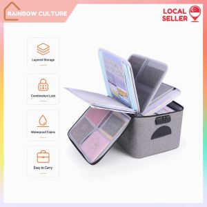 【Rainbow Culture】 Lockable 5-Layer Document Organizer Bag | Passport & Certificate Case 37 x 27 x 20cm