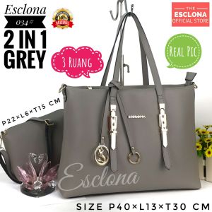 Esclona Tas Wanita Totebag Shoulder Bag Bahu Selempang Batam Impor Laptop Kantor Kerja Kuliah E034