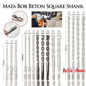 PANJANG 200 MM Mata Bor Beton Hammer Impact Square Shank Kotak Bobok Tembok 12 mm 14 mm 16 mm