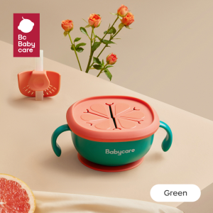 Bc Babycare Baby 3-in-1 Feeding/Snack/Soup Straw Bowl with Suction Portable Handle Tableware with Lid