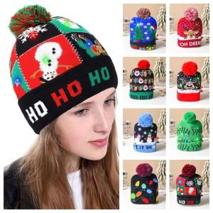 EAURA Snowman Christmas LED Light Knitted Hat Santa Claus Warm Christmas Hat Gifts Christmas Decor Christmas Knitted Hat Child