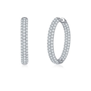 18k Gold Lab Diamond Full Diamond Large Hoop Earrings | Lab Diamond Large Hoop Earrings | Sparkling Diamond Hoops | Minimalist Luxury Hoop Earrings | Daily Wear Full Diamond Earrings 18K金满钻大圈耳钉培育钻石全钻