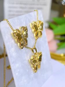 FCSEQUITO Bộ Trang Sức Quý Giá Cho Phù Dâu: Trang Sức Vàng Thời Trang Hình Bướm Dây Chuyền Mặt Dây Chuyền Và Bông Tai SJ409