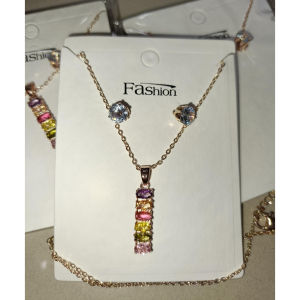 GROSIR KOSMETIK Kalung Titanium Wanita Set Anting Warna ROSE GOLD Love Rantai Magnet Anti Karat Perhiasan Wanita Aksesories Fashion Wanita Aesthetic