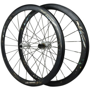 Road bike wheelset 700C flat spokes front with two bearings rear with four bearings 40MM aluminum rim HG11 11-speed five-spoke hub compatible with C-brakes and V-brakes - HB05R40HG(03)