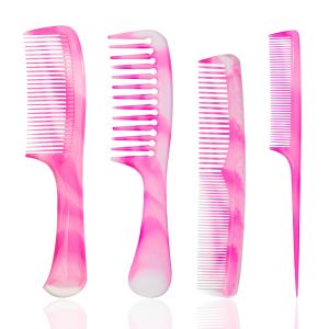 Hair Comb Set - Green Wide-Tooth Fine-Tooth Rat Tail and Dual Comb for Men and Women