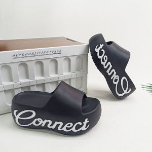 2026 New Style Color-Block Letter EVA Thick-Soled WomenS Outdoor Height-Increasing Beach Anti-Odor Sandals