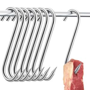 20Pcs 304 Stainless Steel Meat Hanging Hook S-Shaped Sharp End Hanging Wax Hook Dry Sausage Hook Roast Duck Hook