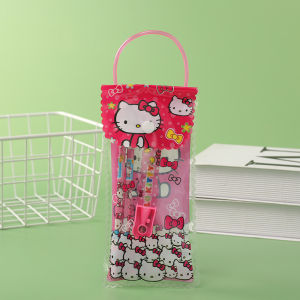 Bộ quà tặng Hộp bút túi nút cho bé kèm bộ dụng cụ học tập 6 món đóng hộp quà