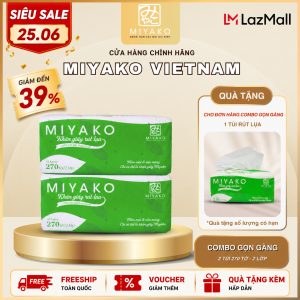 [MUA 2 TẶNG 1] Combo 3 Túi Khăn Giấy Rút Lụa Miyako 270 Tờ 2 Lớp - 100% Bột Giấy Nguyên Chất Khăn Giấy Ăn Để Bàn Cao Cấp Siêu Mềm Mịn