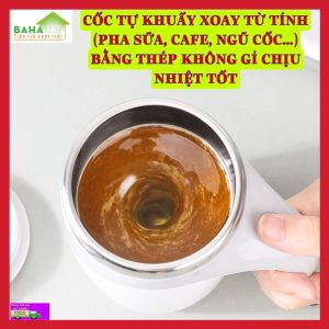 CỐC TỰ KHUẤY XOAY TỪ TÍNH (PHA SỮA CAFE NGŨ CỐC…) BẰNG THÉP KHÔNG GỈ CHỊU NHIỆT TỐT "BAHAMAR" Sử dụng công nghệ đen thông minh Pha trộn đồ uống nhanh chóng mà không cần lắc hoặc khuấy