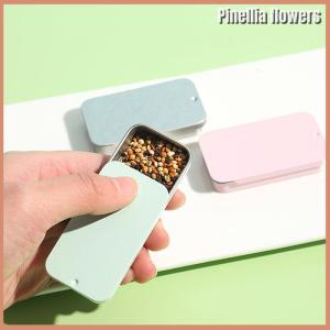 【Pinellia flowers】 Tinplate Box Slide Lid Push Pull Box Drawer Balm Box Portable Box Mini Aromatherapy Jar Candy Small Iron Box Gift Box