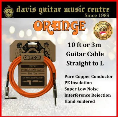 Orange Amplifier 10ft Guitar Cable Angled