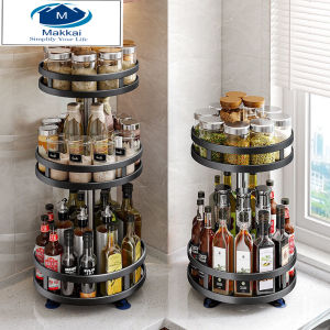 (035)rak bumbu dapur serbaguna susun putar 360 High Quality aesthetic Multi-fungsi organizer kamar kamar mandi dapur untuk bumbu botol kosmetikdll anti karat tahan gores cocok di apartemen rumah minimalis rapi