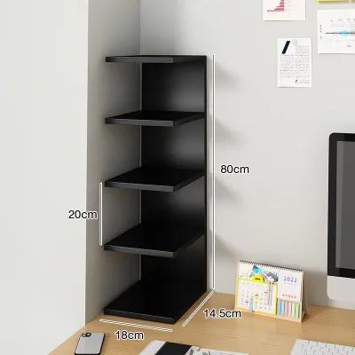 5-layer wooden bookshelf storage rack black and white rack display rack Wall-Mounted Rack Storage Shelf Wooden