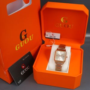 Box Exclusive Big + Paperbag / Jam Tangan Guou Persegi Sisi VA-713SUR / Jam Tangan Fashion Wanita Tali Rantai Diameter 36 cm