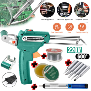 COD Taffware Solder Listrik Tembak Outomatis 60W Paket Hemat+Timah+Pasta+Mata Solder+Penyedot - GT10