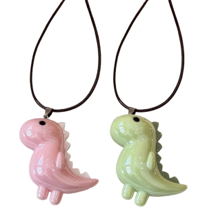 Adorable Dinosaur Pendant Necklace Long Rope Chain Neckchain Fashion Collarbone Chain Accessory for Teens and Adults
