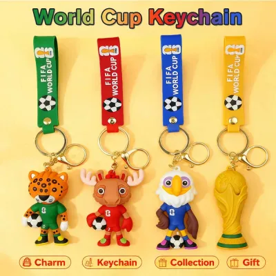 2026 World Cup Mascot Keychain – Football Event Souvenirs Statue Figure Key Chain for Fans
