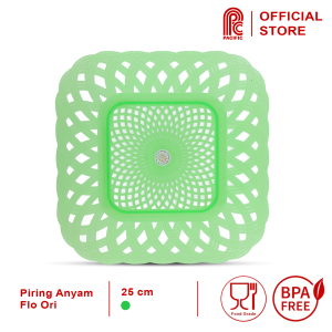 PACIFIC Piring Anyam Flo Ori Plastik 1 Pcs Motif Persegi Wicker Plate Tempat Makan PAC-PIR-352