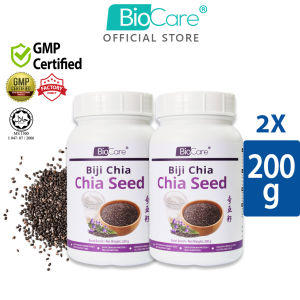 Biocare Organic Chia Seed 2X 200gm bottle